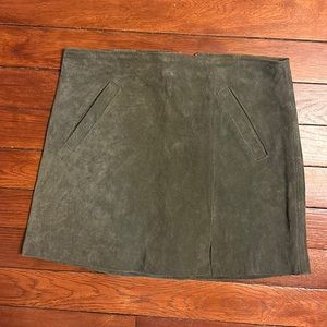 Blank NYC Green Leather Corduroy Mini Skirt